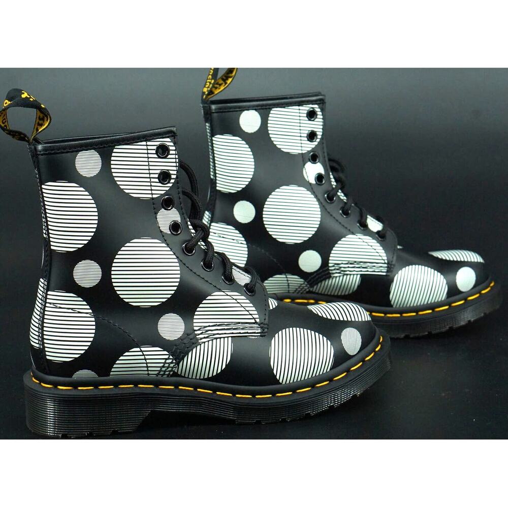Doc Martens 1460 Polka Dot combat ankle boots size 5 M laces Dr. Womens
